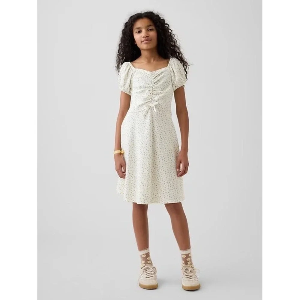 Gap Kids Girls Ruched Dress Dress Lemon Print XL(12) AOP 895056
